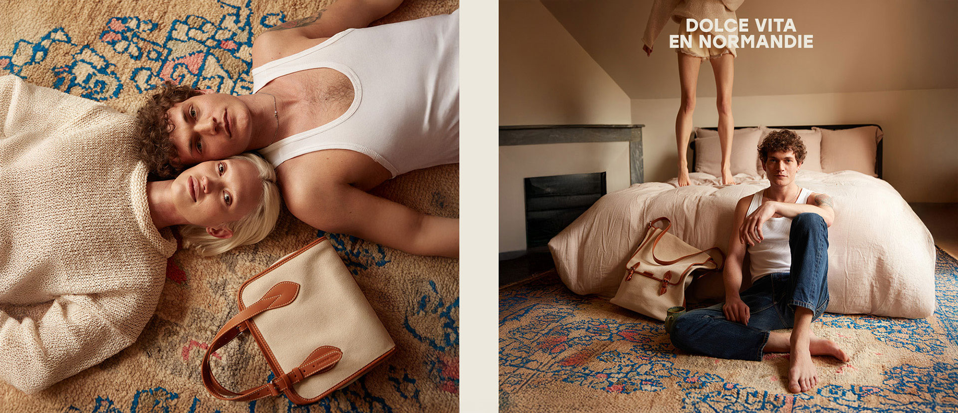 Canvas and leather tote bag