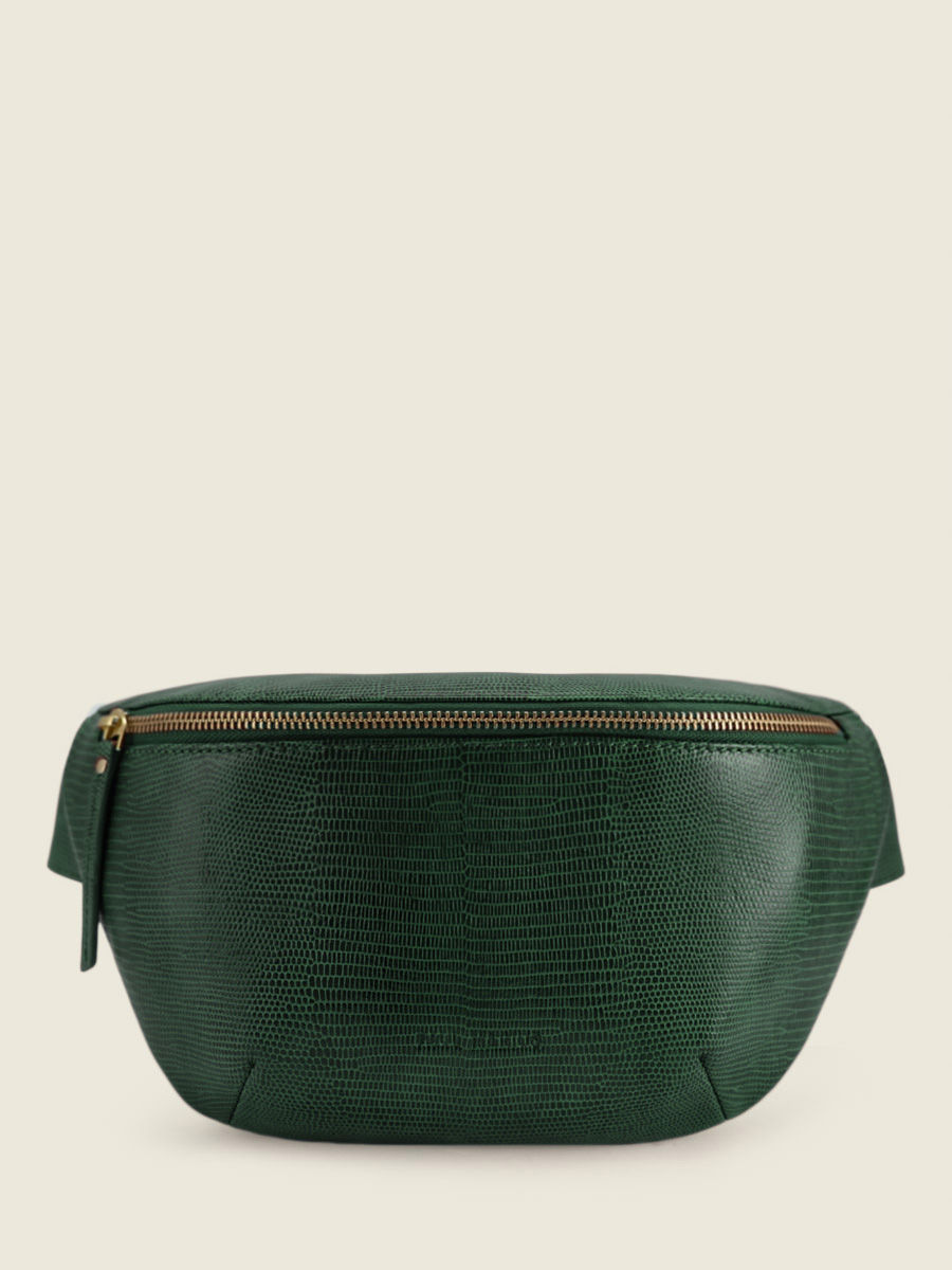 green-leather-fanny-pack-labanane-1960-paul-marius-front-view-picture-m503-l-dg