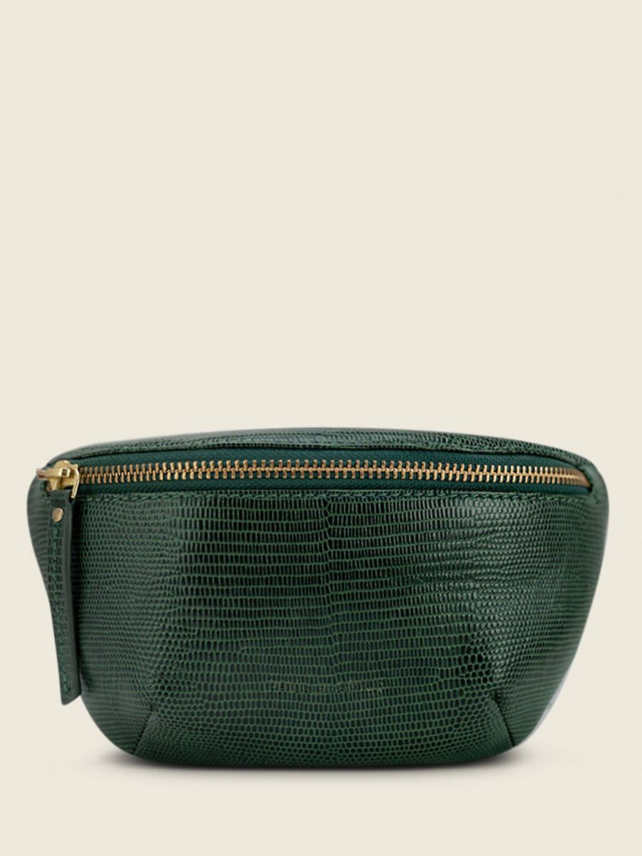 green-leather-fanny-pack-labanane-xs-1960-paul-marius-front-view-picture-m503xs-l-dg