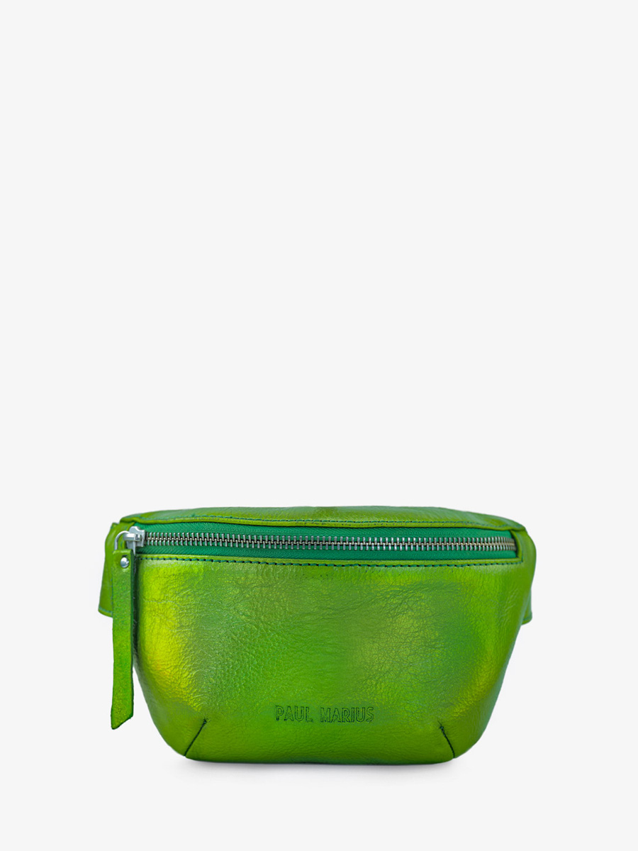 green-metallic-leather-fanny-pack-front-view-picture-labanane-xs-absinthe-paul-marius-3760125358314
