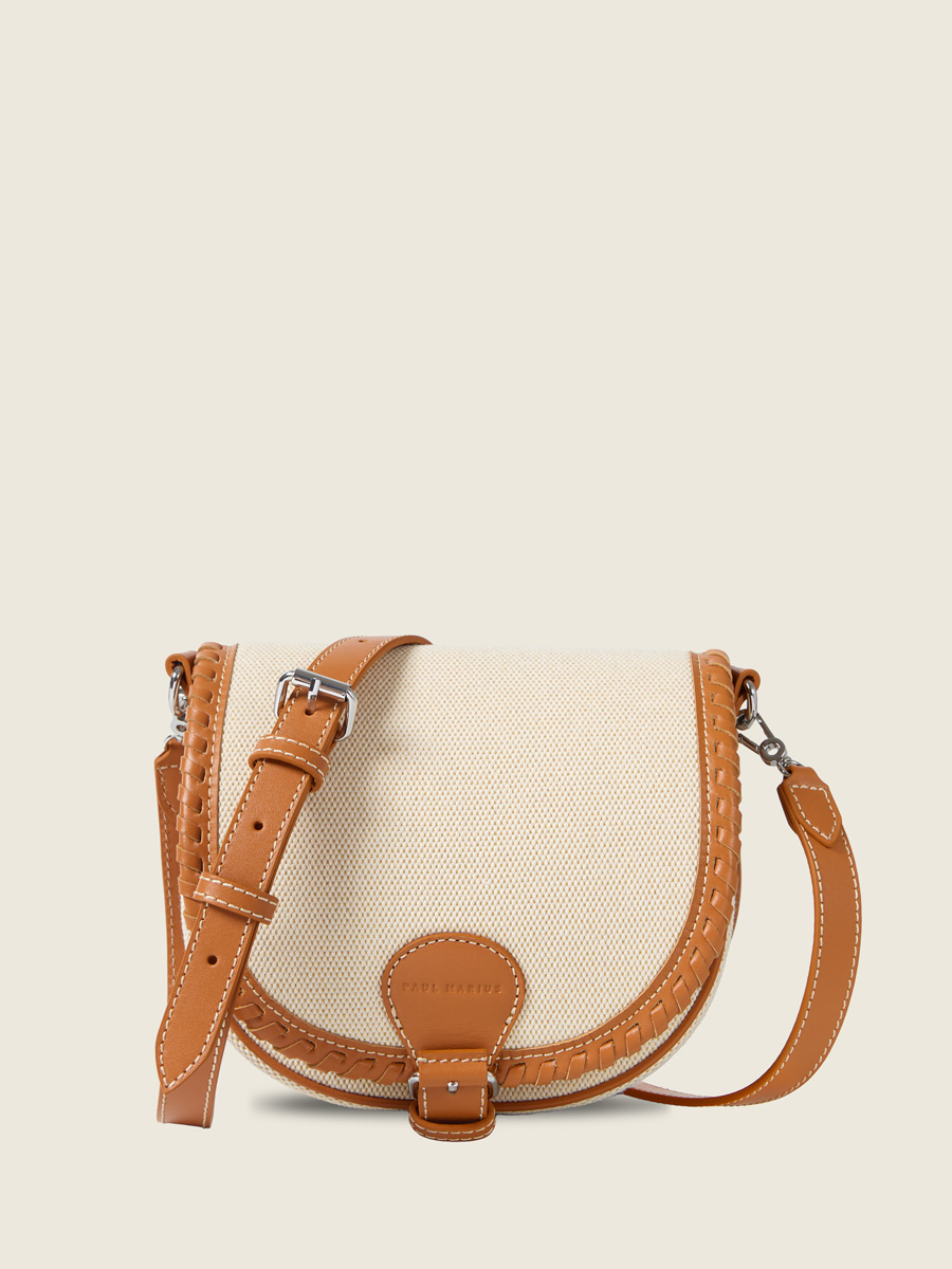Beige canavas mini shoulder bag LeBobo Escapade - Beige Canvas front view