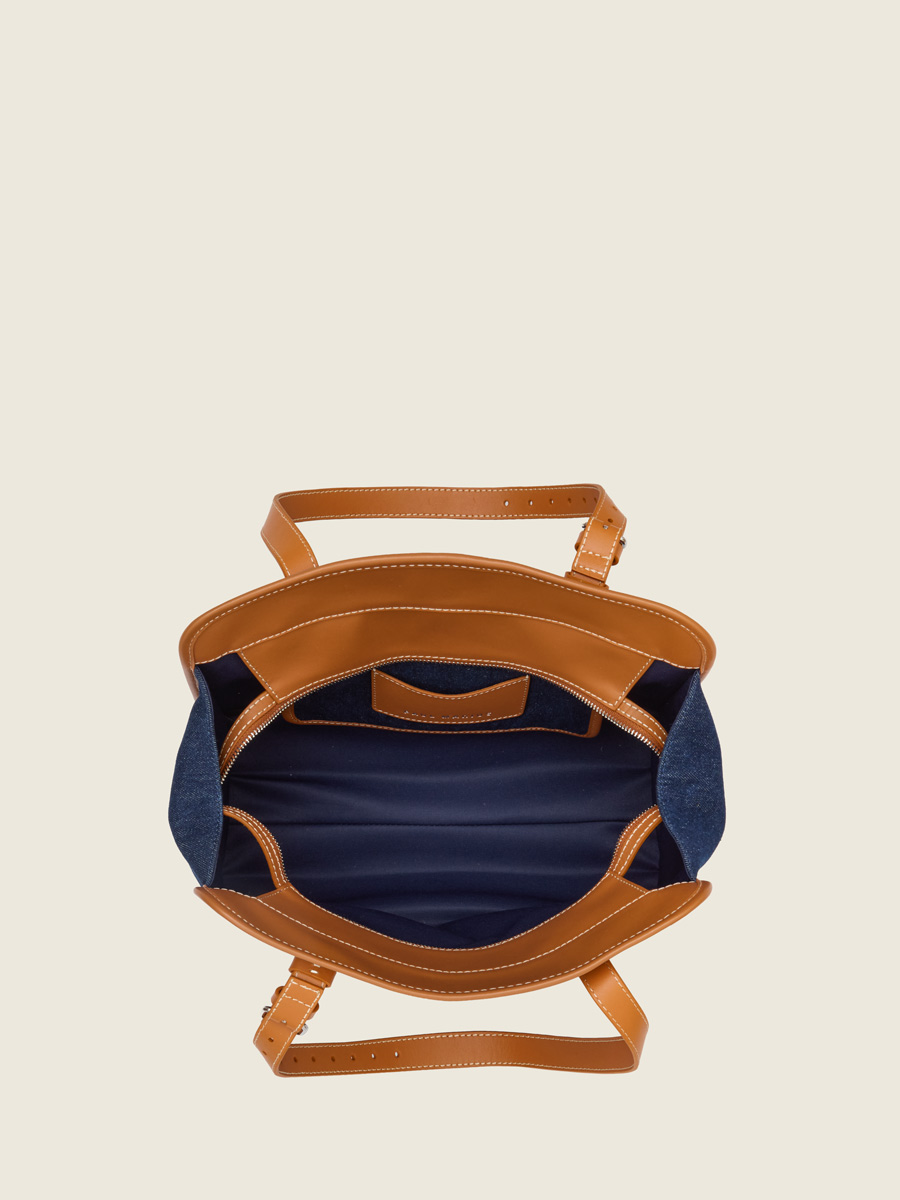 Medium blue jean & leather tote bag  LeCabas Escapade - Denim Brut ambient view
