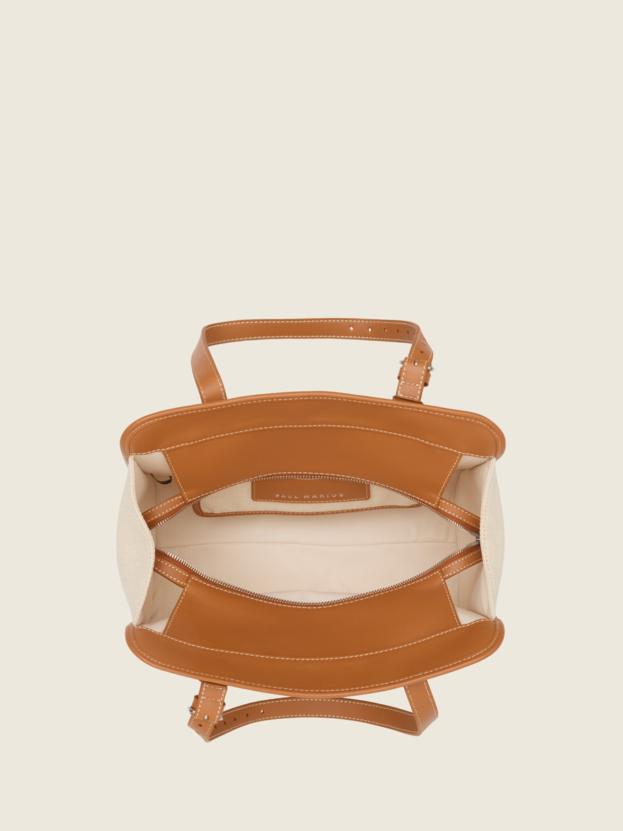 Medium beige canvas tote bag LeCabas Escapade - Beige Canvas inside view