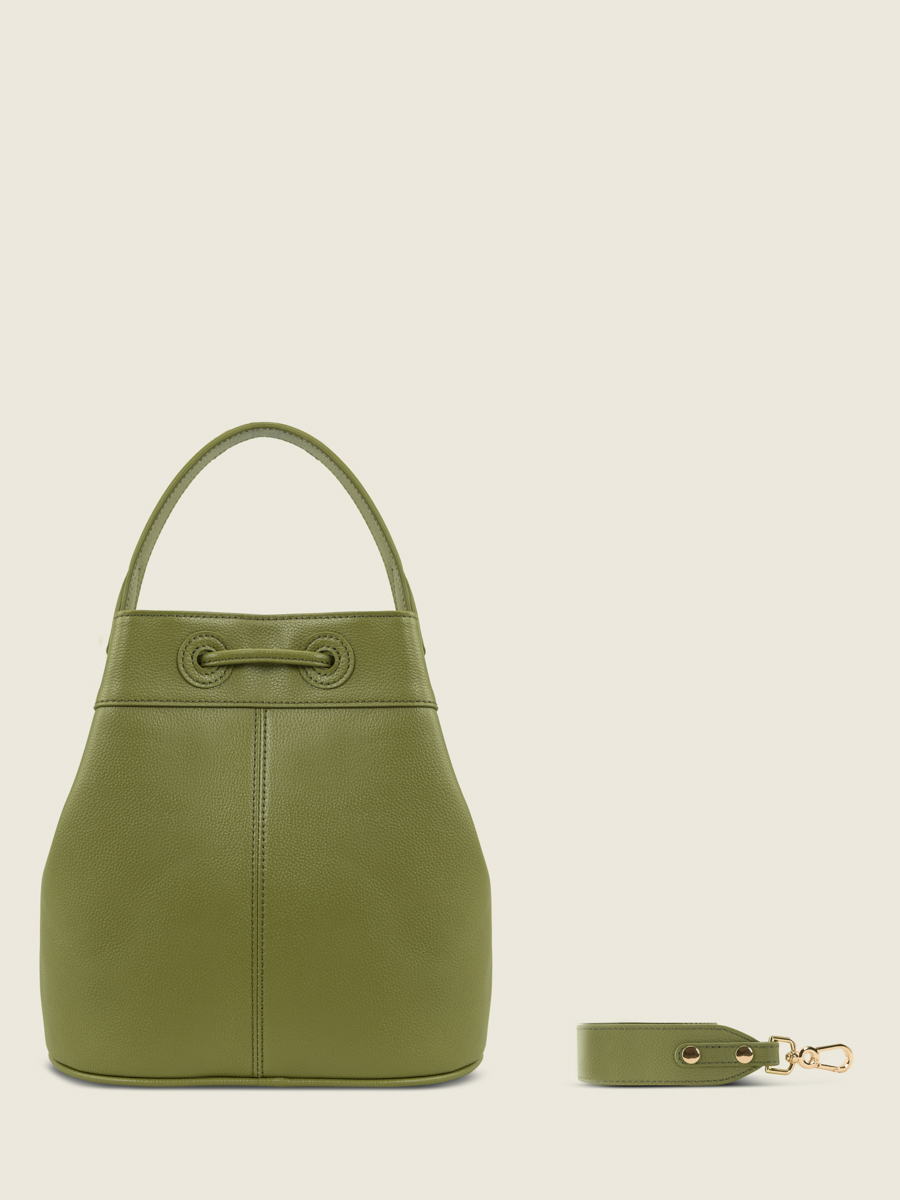bucket-bag-leather-capucine-olive-green-back-view-w39-gr-o