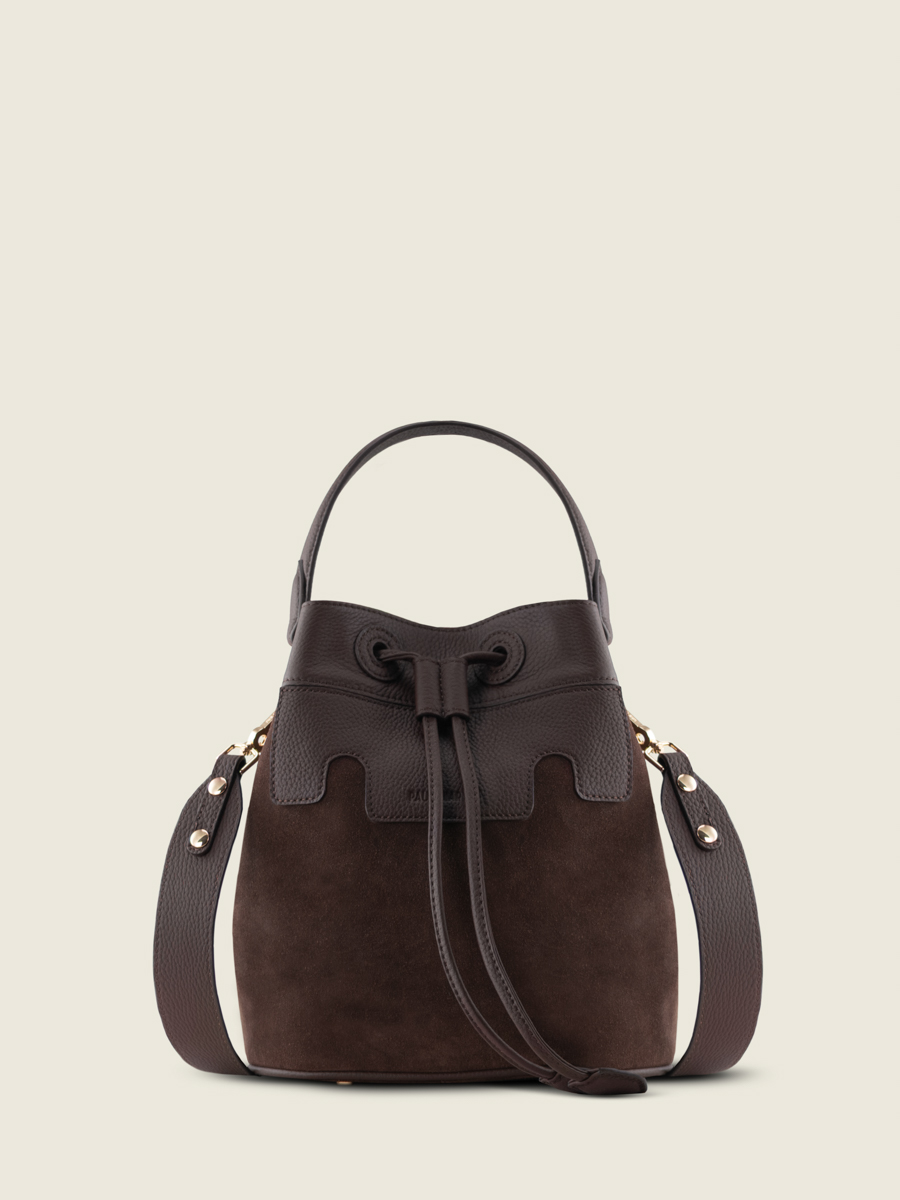 bucket-bag-brown-leather-capucine-chocolate-front-view-w39-su-db