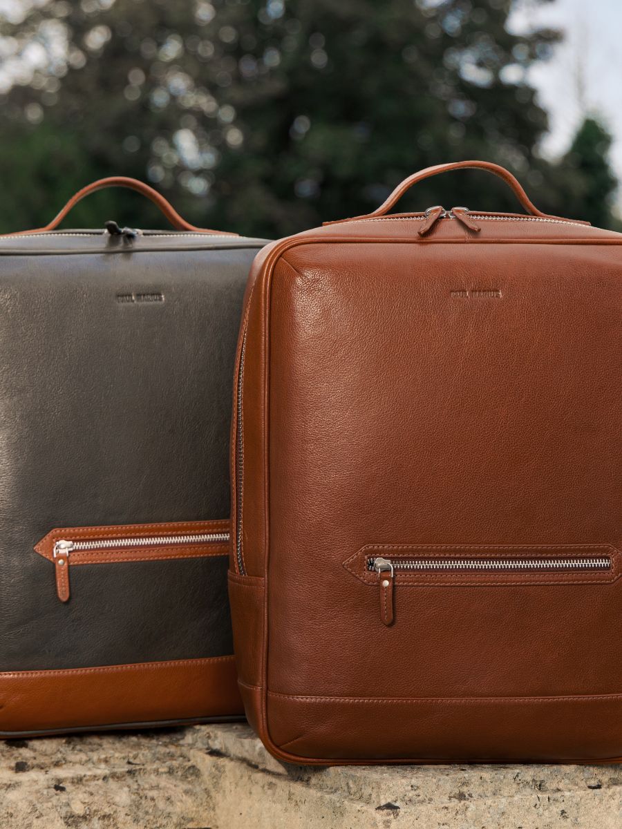 green-brown-leather-bagpack-charles-english-green-light-brown-paul-marius-focus-material-view-picture-b11-gr-l