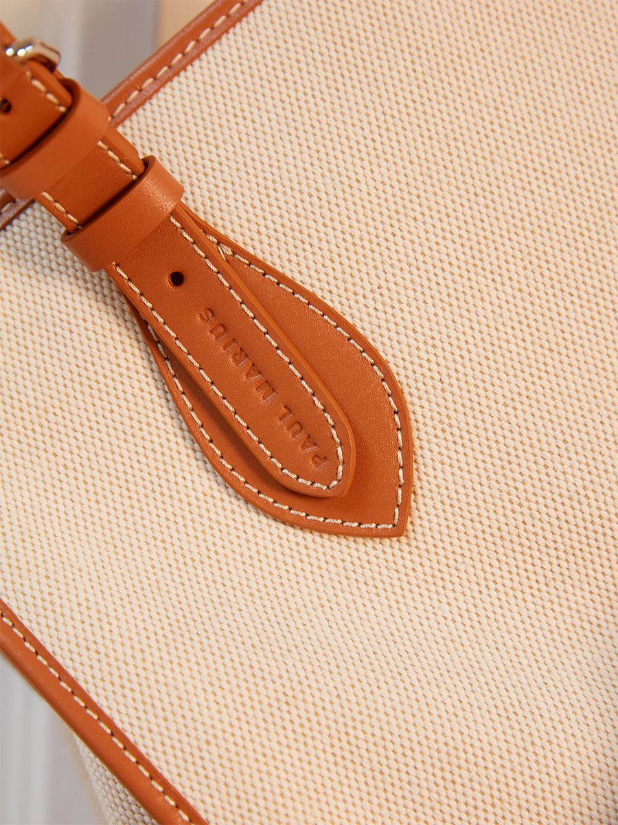 Mini beige canvas tote bag LeCabas S Escapade - Beige Canvas focus material photo