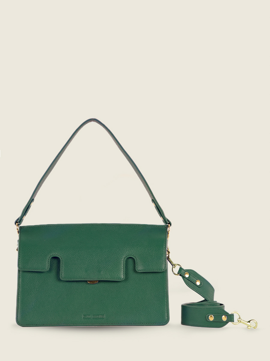 green-leather-baguette-bag-gabrielle-azur-imperial-green-paul-marius-side-view-picture-w42-az-gr