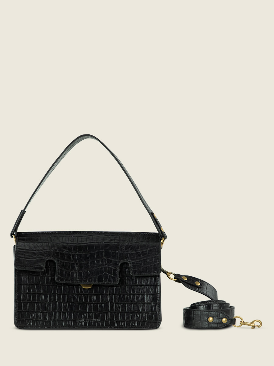 black-leather-baguette-bag-gabrielle-heritage-jet-black-paul-marius-front-view-picture-w42-cr-b