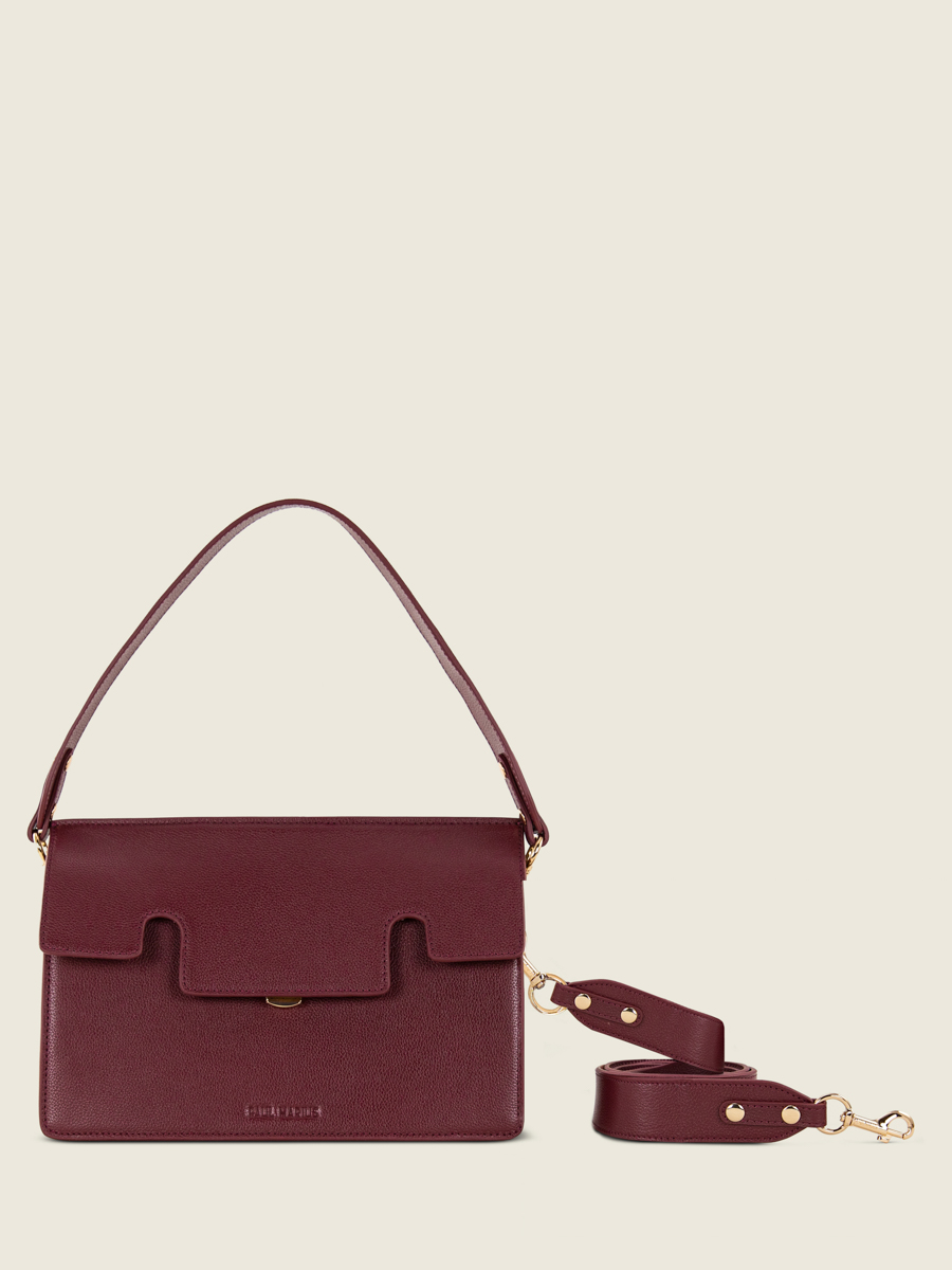 baguette-bag-leather-gabrielle-burgundy-front-view-w42-p