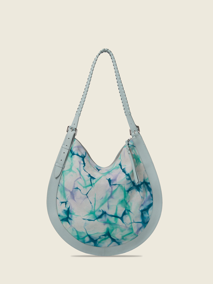 Blue leather hobo bag LeHobo - Tie & Dye Blue back view
