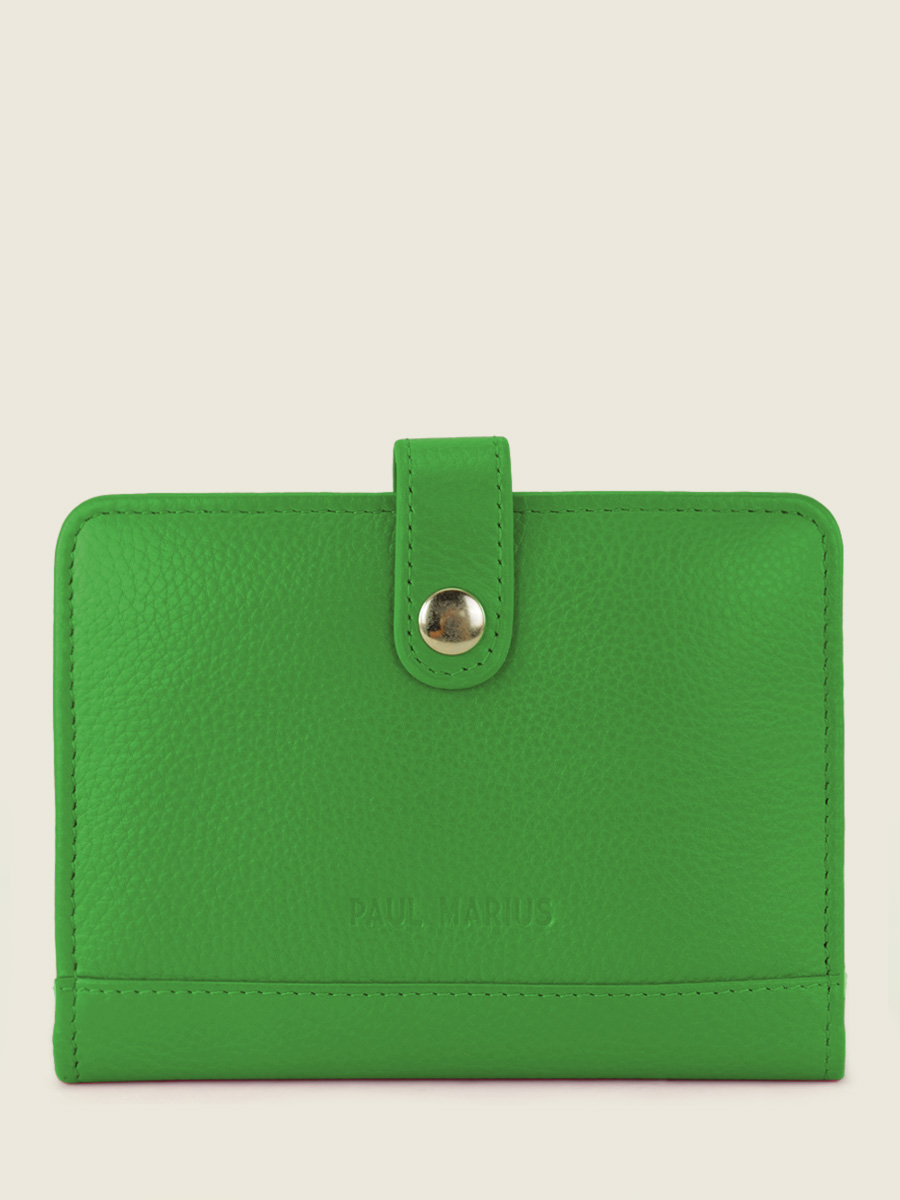 green-leather-wallet-leportefeuille-jeanne-sorbet-kiwi-paul-marius-front-view-picture-m34-sb-gr