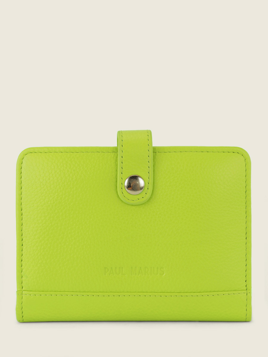 green-leather-wallet-leportefeuille-jeanne-sorbet-apple-paul-marius-front-view-picture-m34-sb-lgr