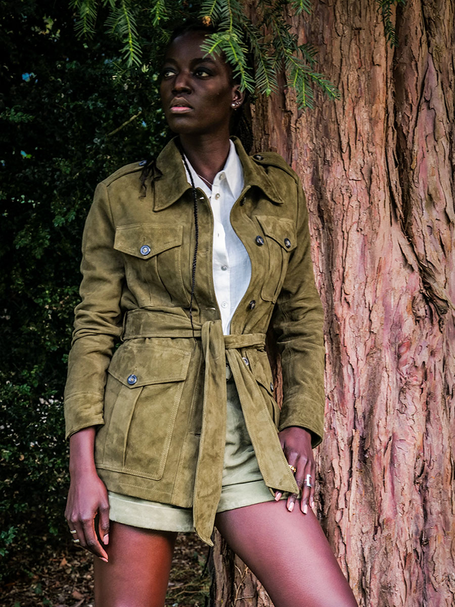 leather-safari-jacket-for-woman-front-view-picture-lasaharienne-rodeo-khaki-paul-marius