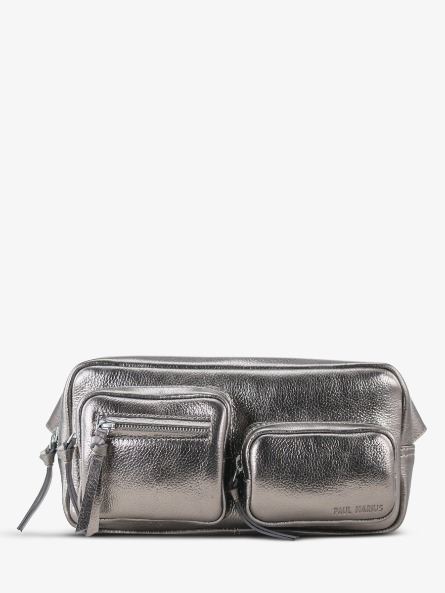fanny-pack-silver-leather-labanane-90s-steel-front-view-m86-gm