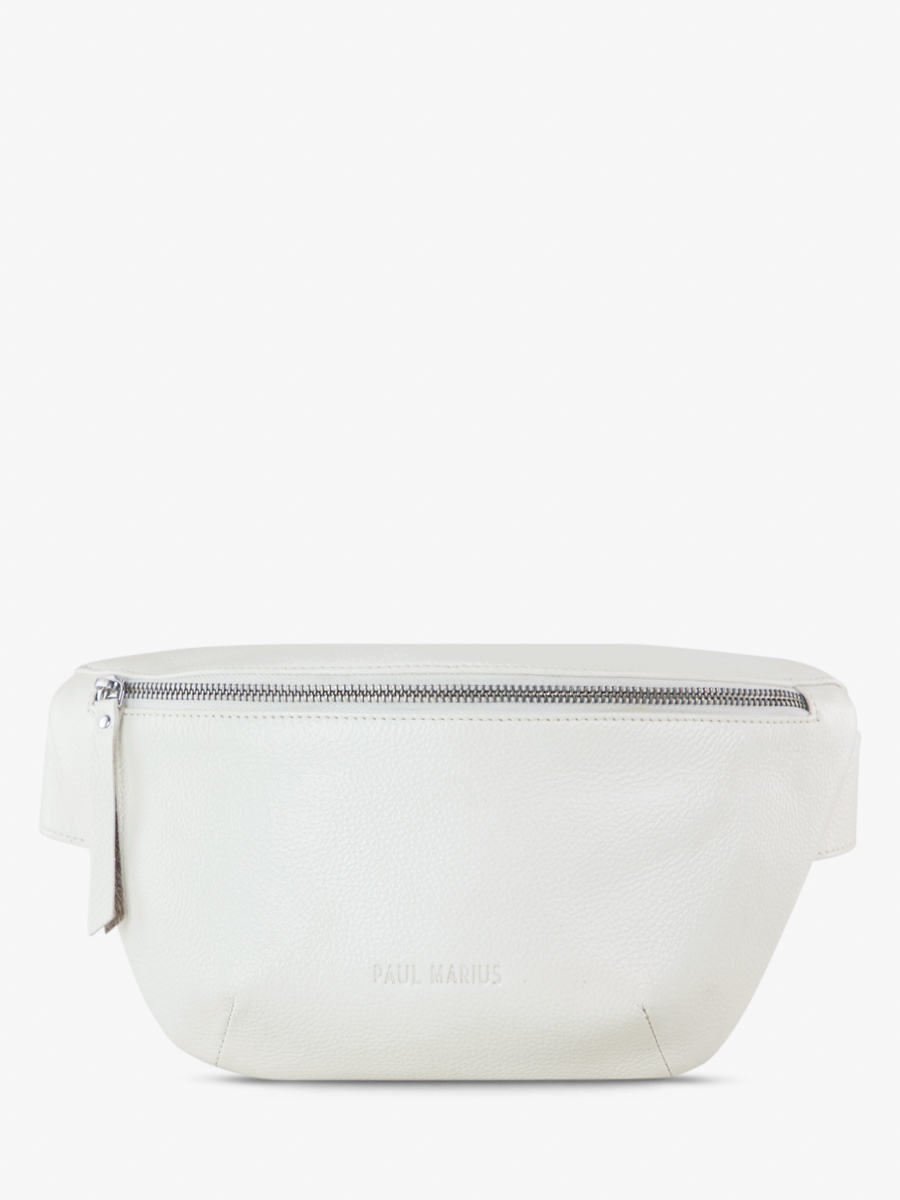 white-leather-fanny-pack-labanane-vedette-paul-marius-front-view-picture-m503-w