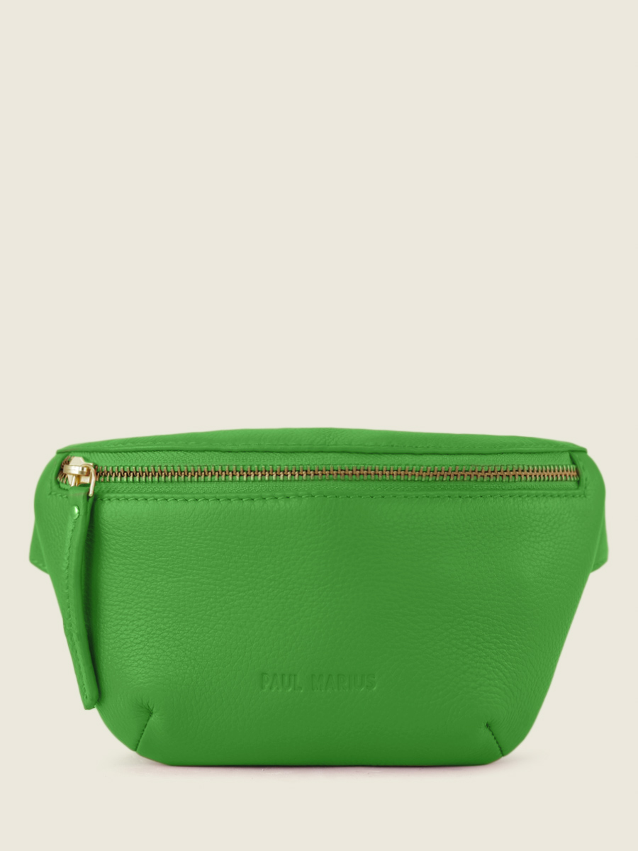 green-leather-mini-fanny-pack-labanane-xs-sorbet-kiwi-paul-marius-front-view-picture-m503xs-sb-gr