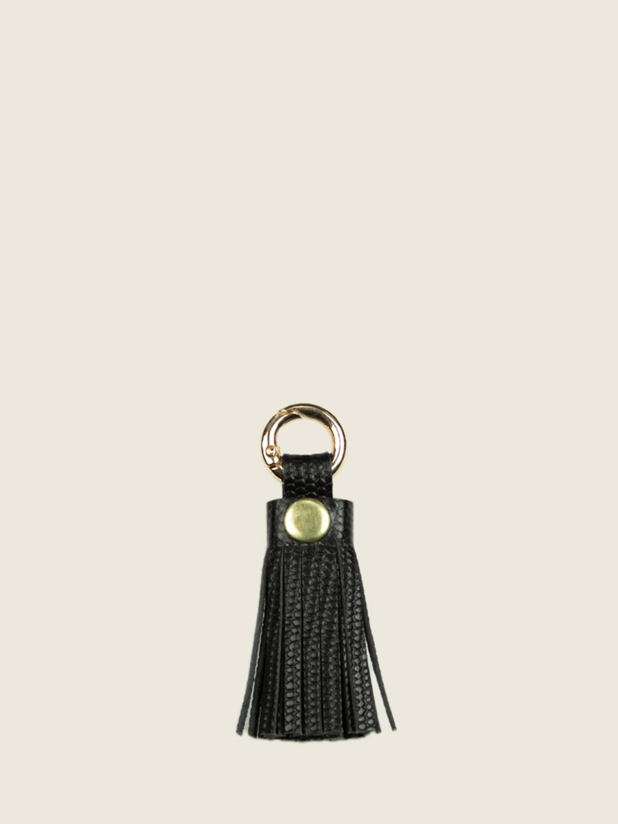 black-leather-key-ring-labreloque-pompon-1960-jet-black-paul-marius-campaign-picture-lkc-tassel-l-b