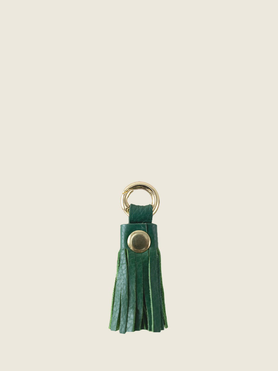 green-leather-key-ring-labreloque-pompon-azur-imperial-green-paul-marius-campaign-picture-lkc-tassel-az-gr