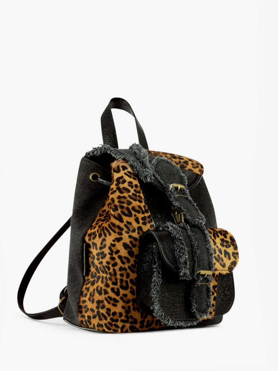 black-leopard-leather-backpack-lebaroudeur-chimere-denim-black-paul-marius-side-view-picture-m40-ch-b-denim