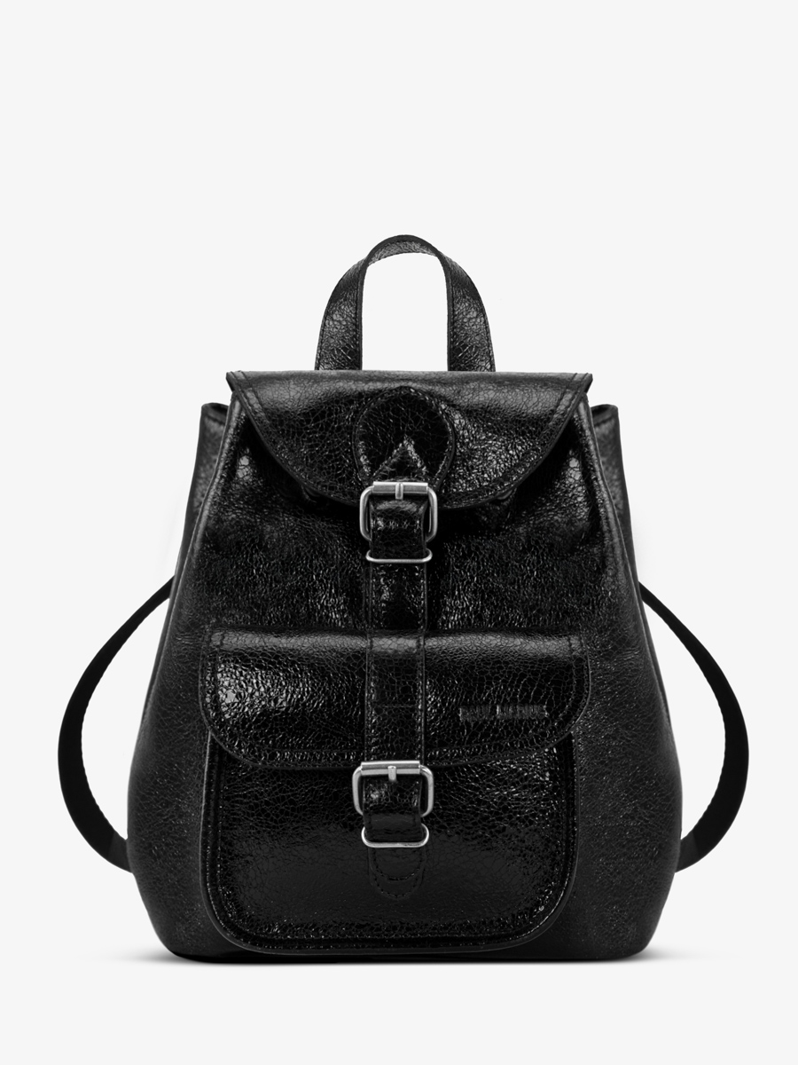 leather-shimmering-black-backpak-lebaroudeur-eclipse-front-view-m40-m-b