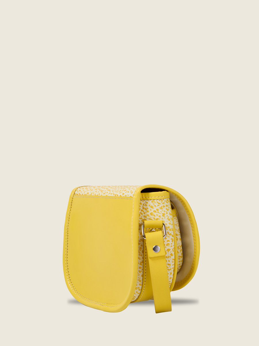 Yellow leather crossbody bag LeBohémien - Citronnade inside view