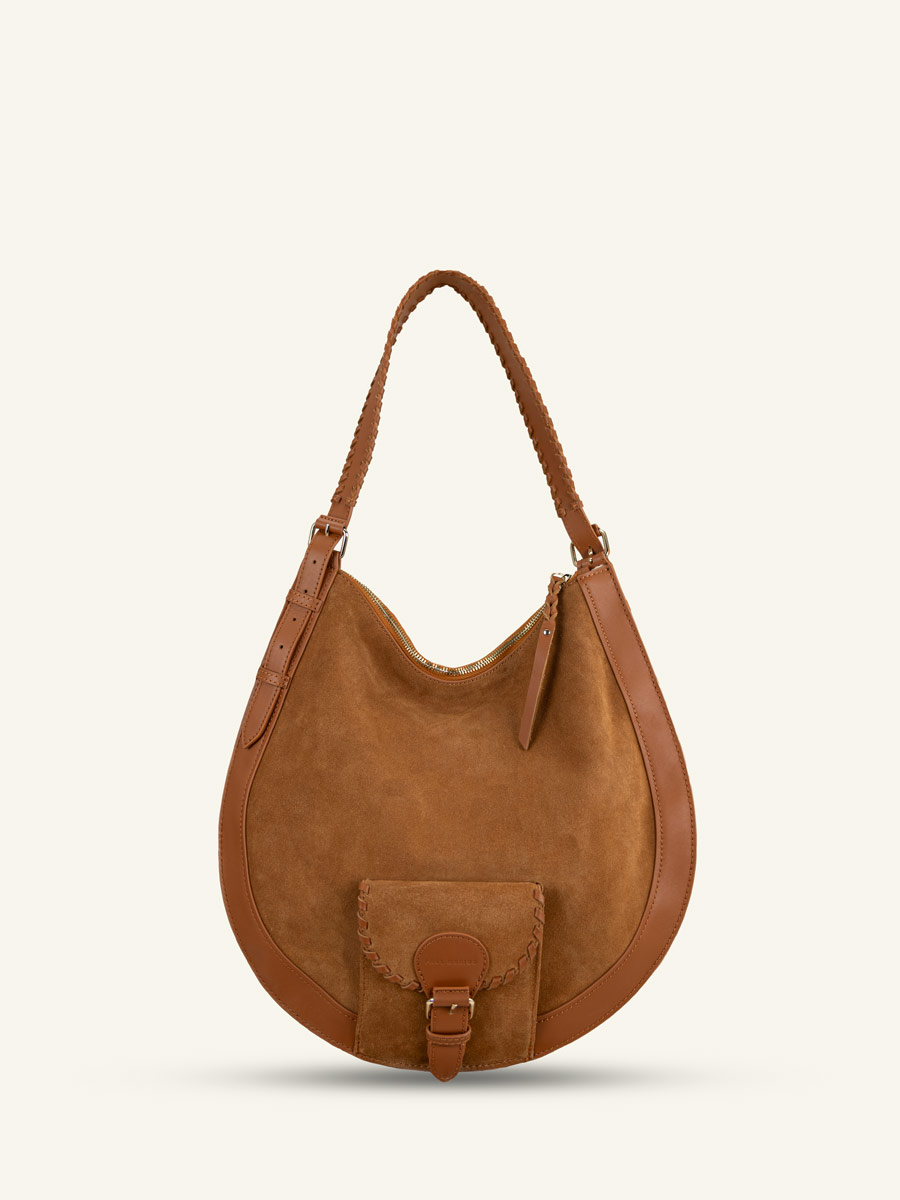 bag-woman-leather-lehobo-m-hazelnut-front view