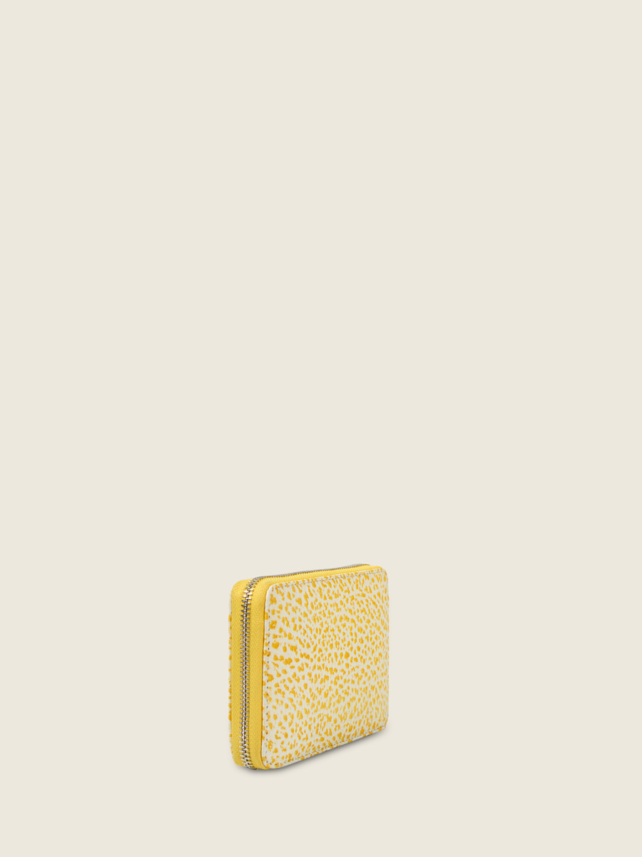 Yellow leather wallet LePortefeuille Alice - Citronnade front view