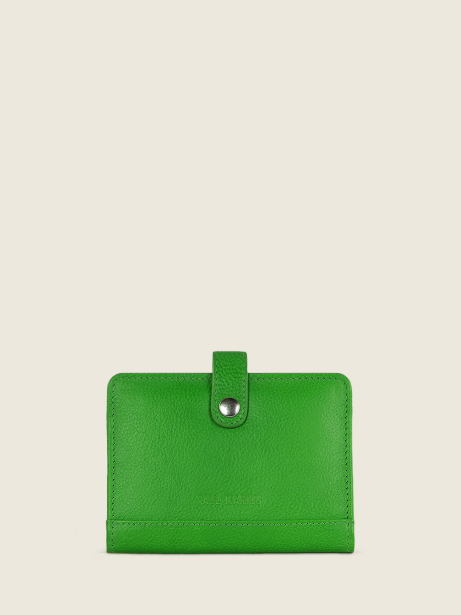 green-leather-wallet-leportefeuille-jeanne-neon-paul-marius-front-view-picture-m34-ne-gr