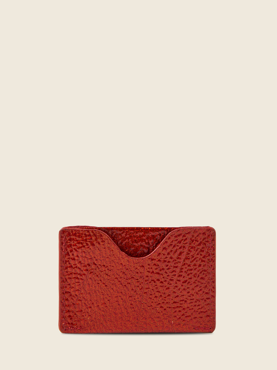 Red leather wallet LePorte-cartes Gabin - Star Flame back view