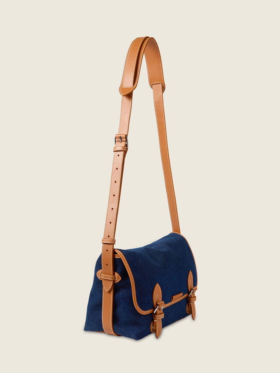 Blue jean & leather crossbody bag Loulou Escapade  - Denim brut inside view