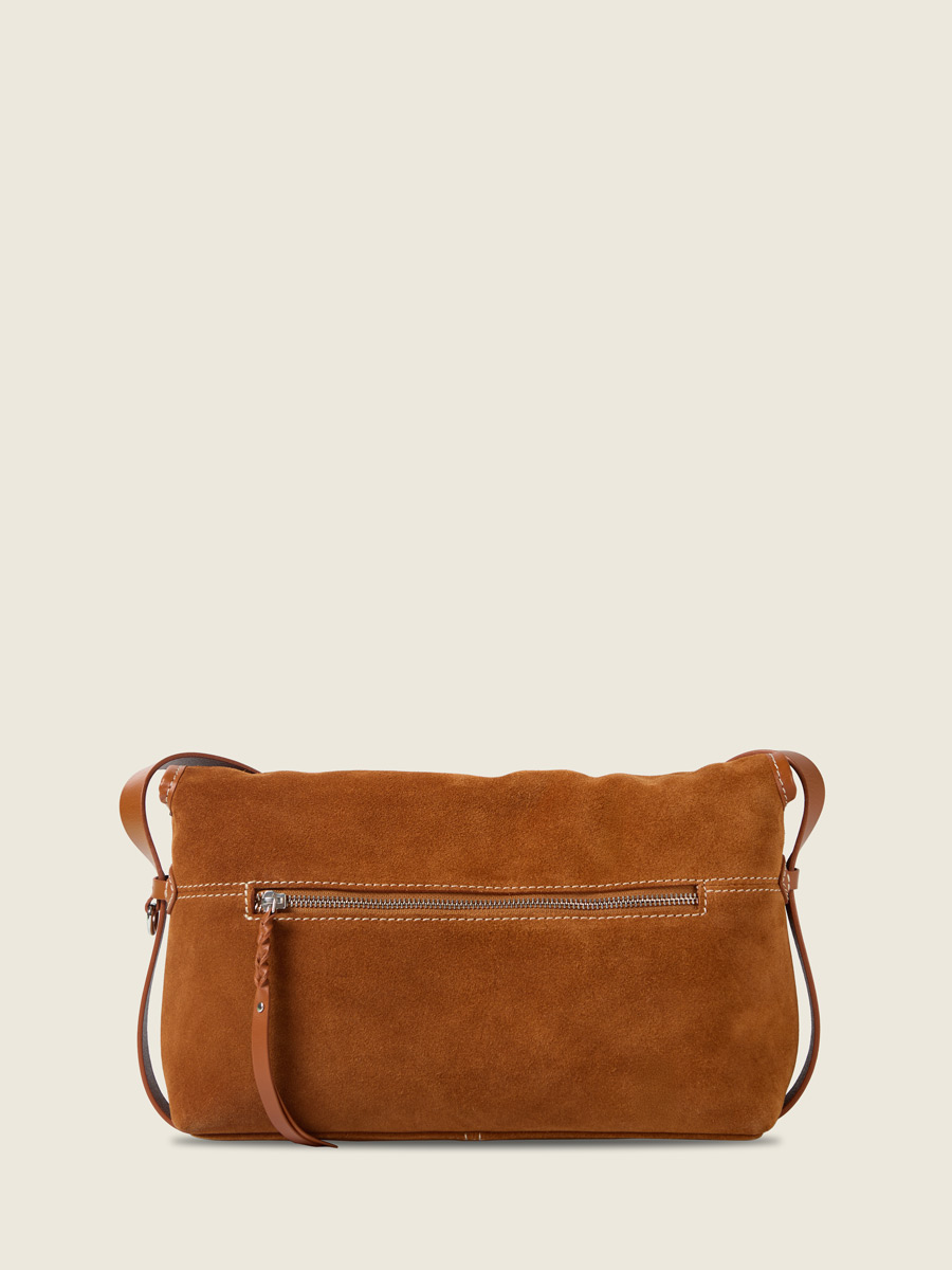 Suede leather crossbody bag Loulou  - Brick ambient view
