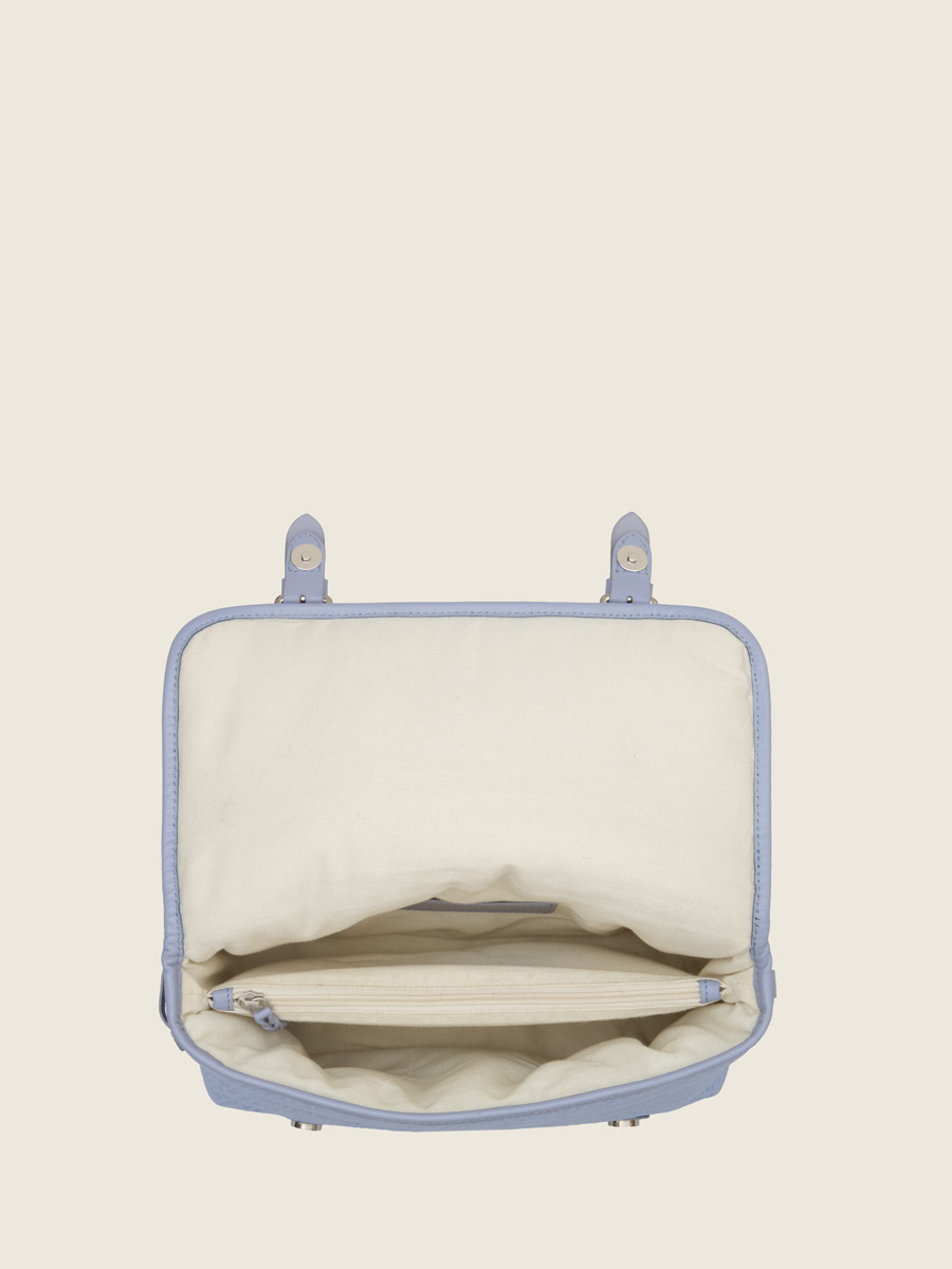 Purple leather crossbody bag Loulou  - Lavender focus material photo