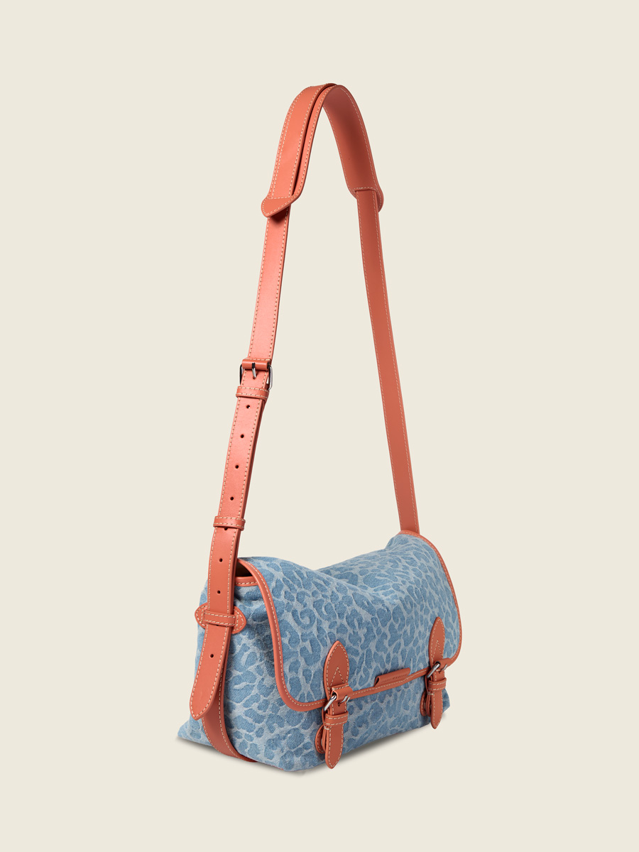 Denim leopard crossbody bag Loulou - Denim / Leopard back view