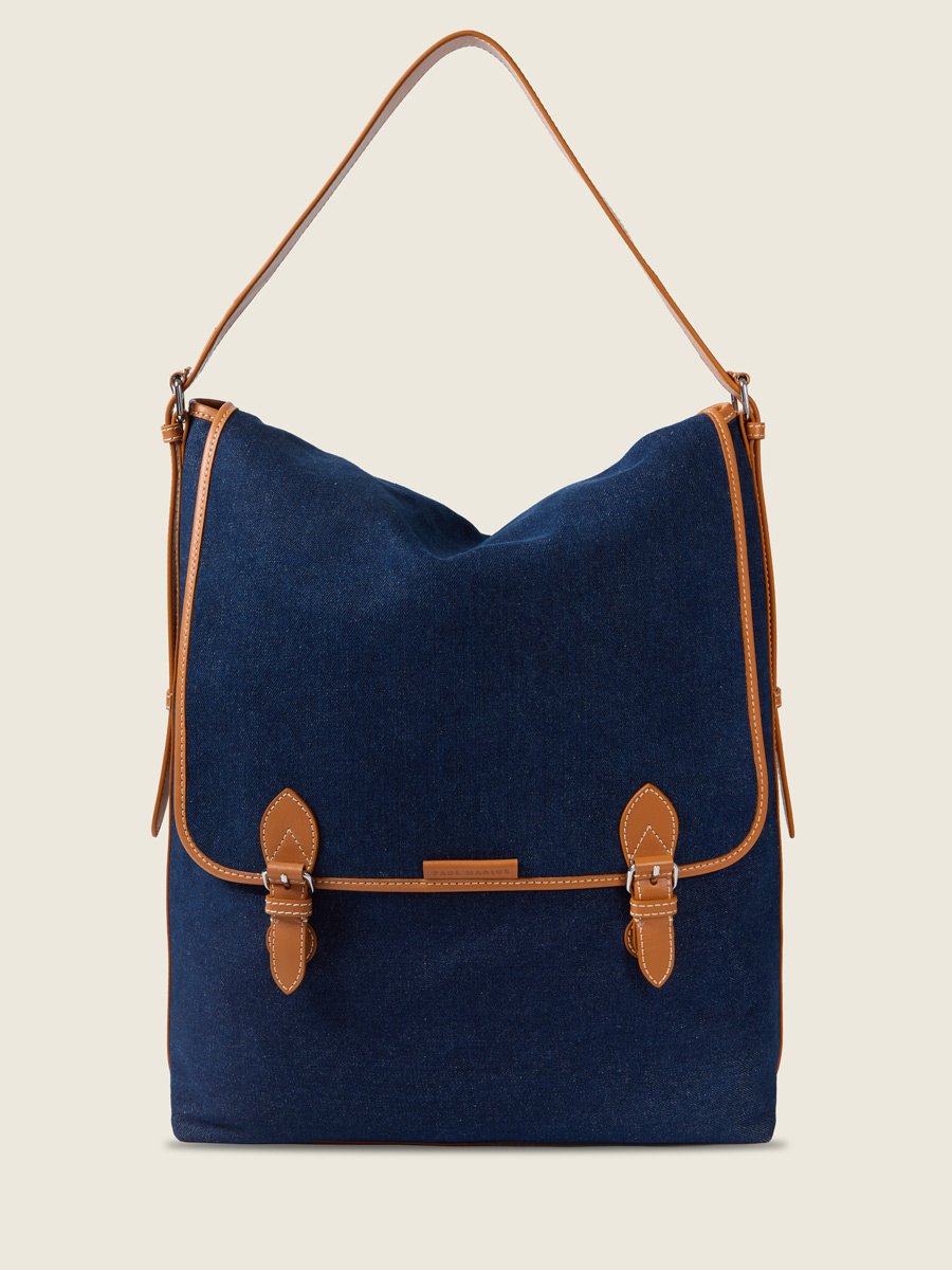 Blue jean & leather XL crossbody bag Loulou XL Escapade - Denim Brut front view