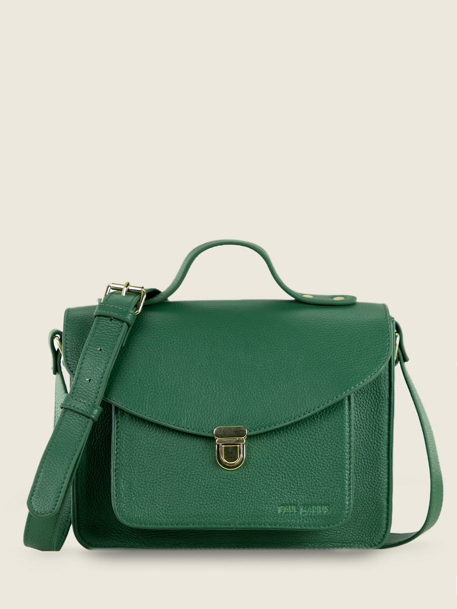 green-leather-handbag-mademoiselle-george-azur-imperial-green-paul-marius-side-view-picture-w05-az-gr