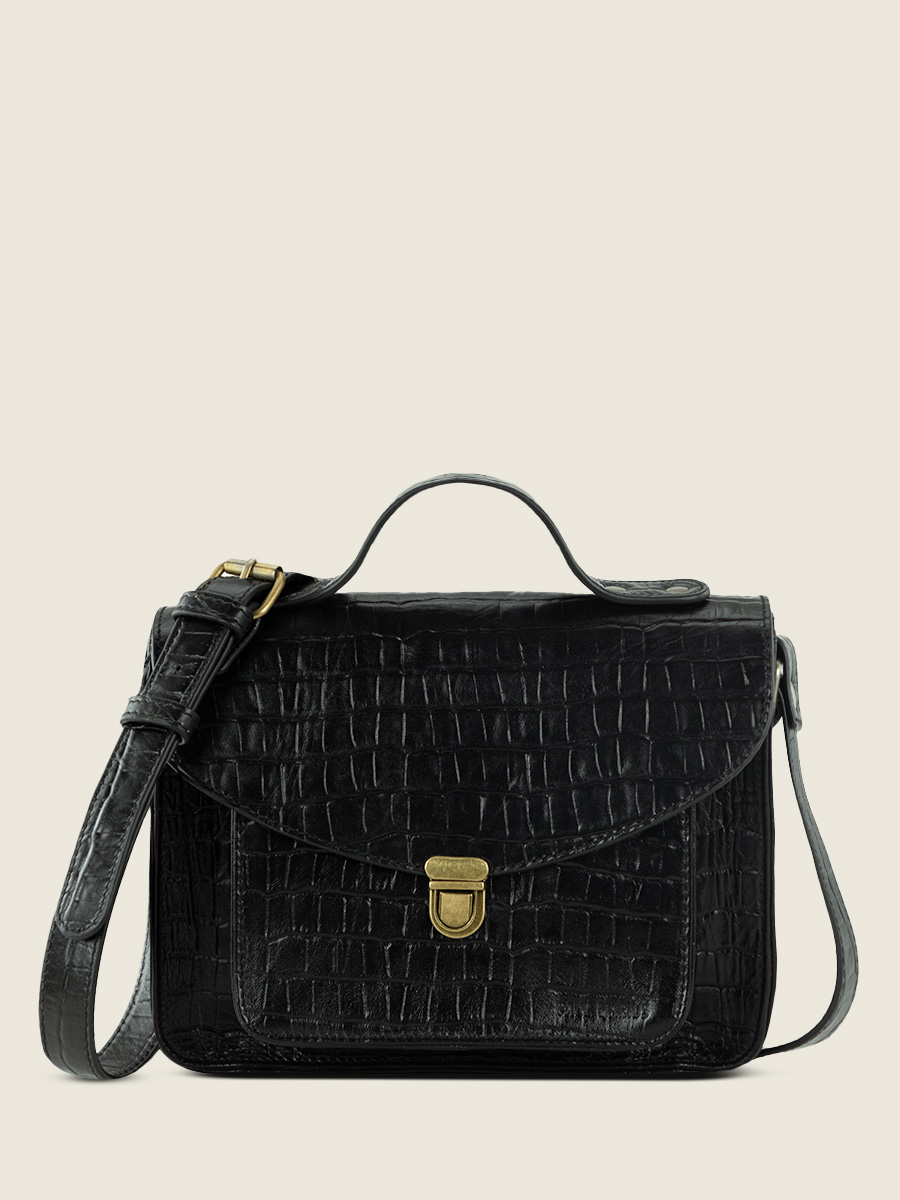 jet-black-leather-handbag-mademoiselle-george-heritage-paul-marius-front-view-picture-w05-cr-b