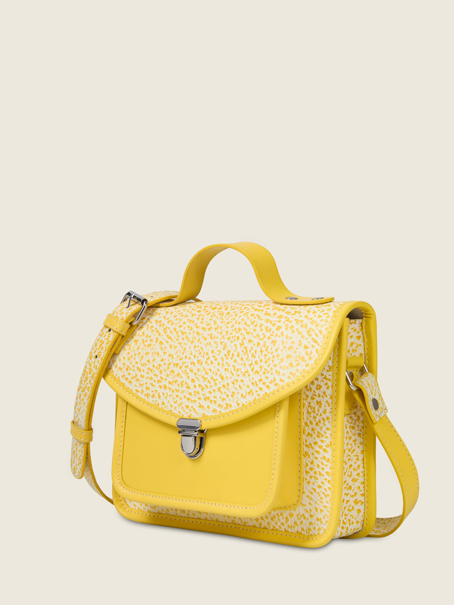 Yellow leather handbag Mademoiselle George - Citronnade back view