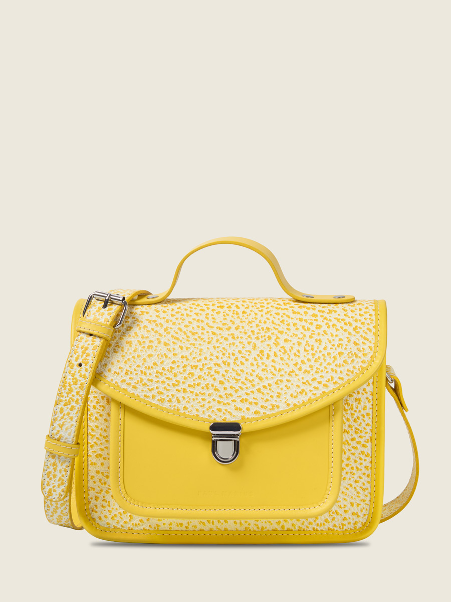 Yellow leather handbag Mademoiselle George - Citronnade front view