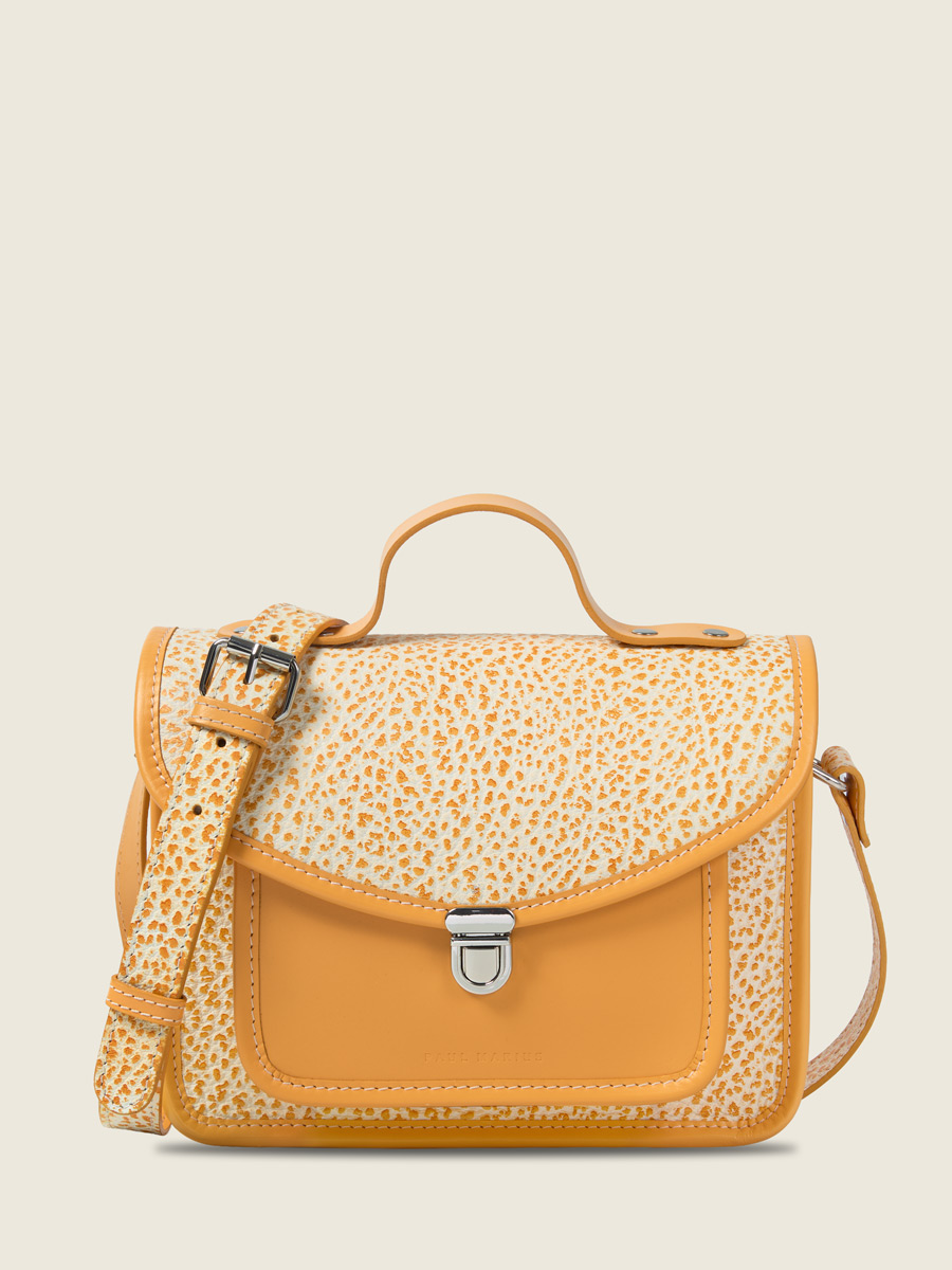 Orange leather handbag Mademoiselle George - Orangeade front view