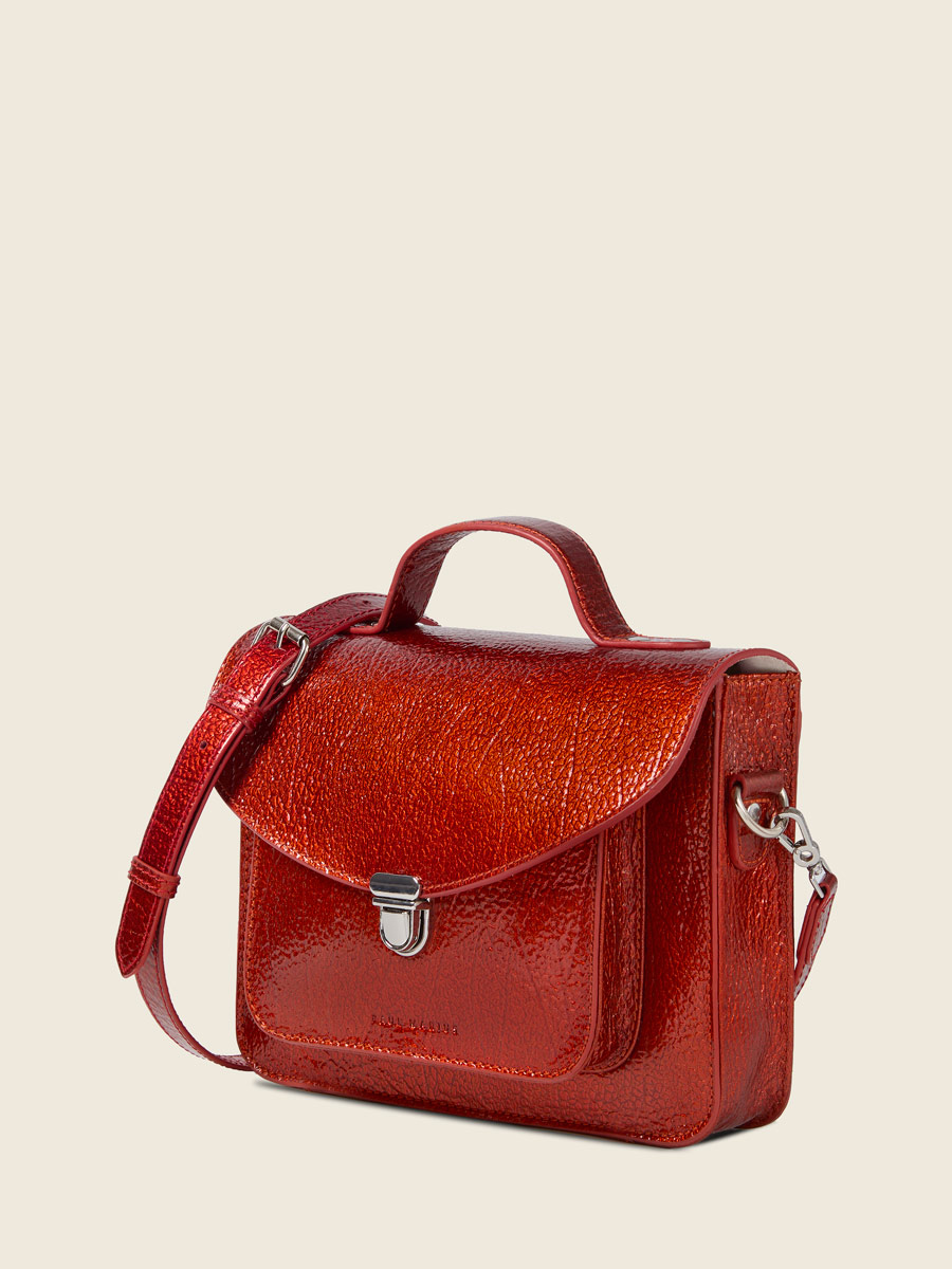 Red leather handbag Mademoiselle George - Star Flame side view