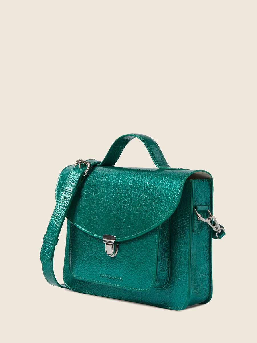 Blue leather handbag Mademoiselle George - Lagoon Star side view