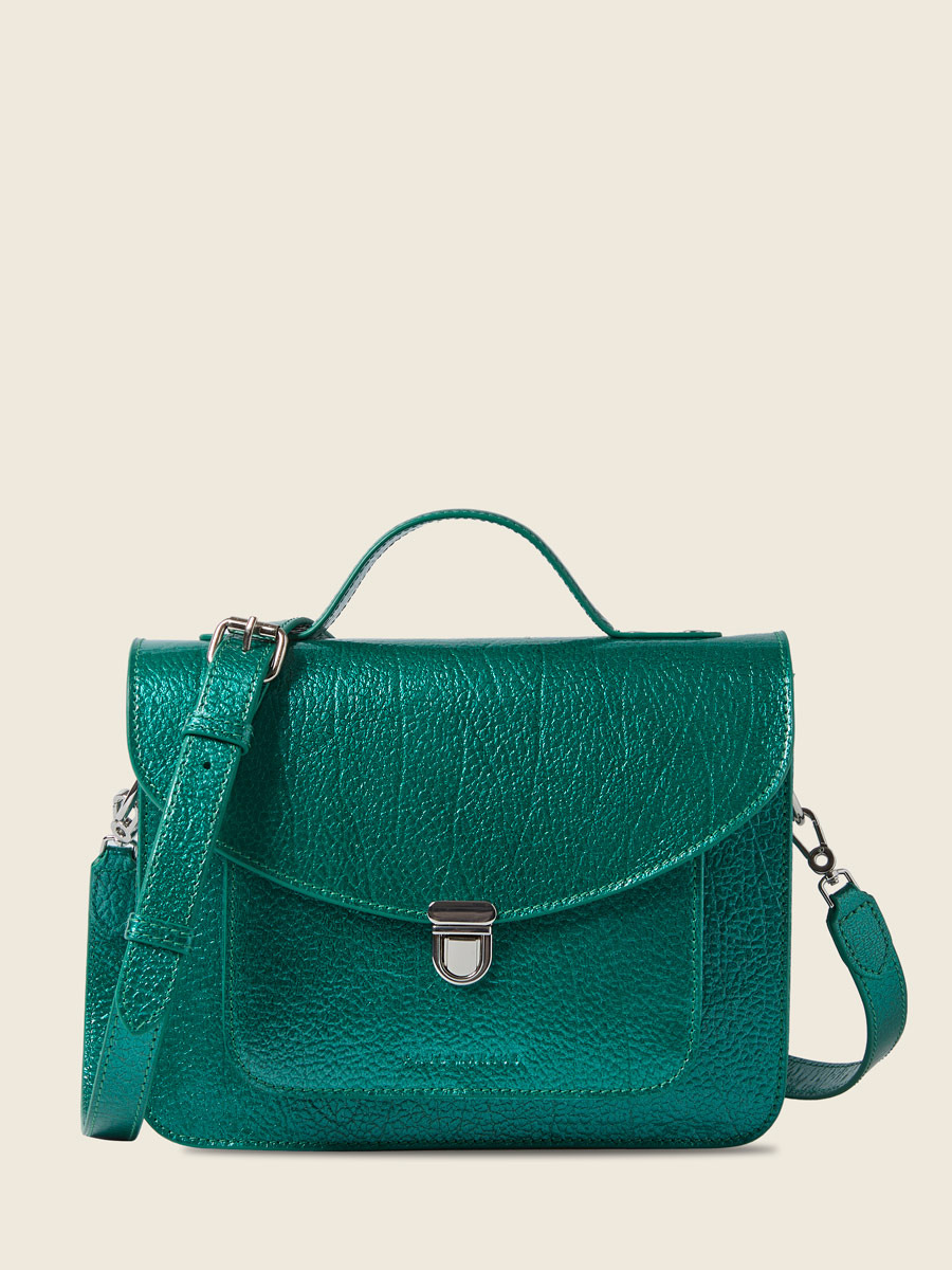 Blue leather handbag Mademoiselle George - Lagoon Star front view