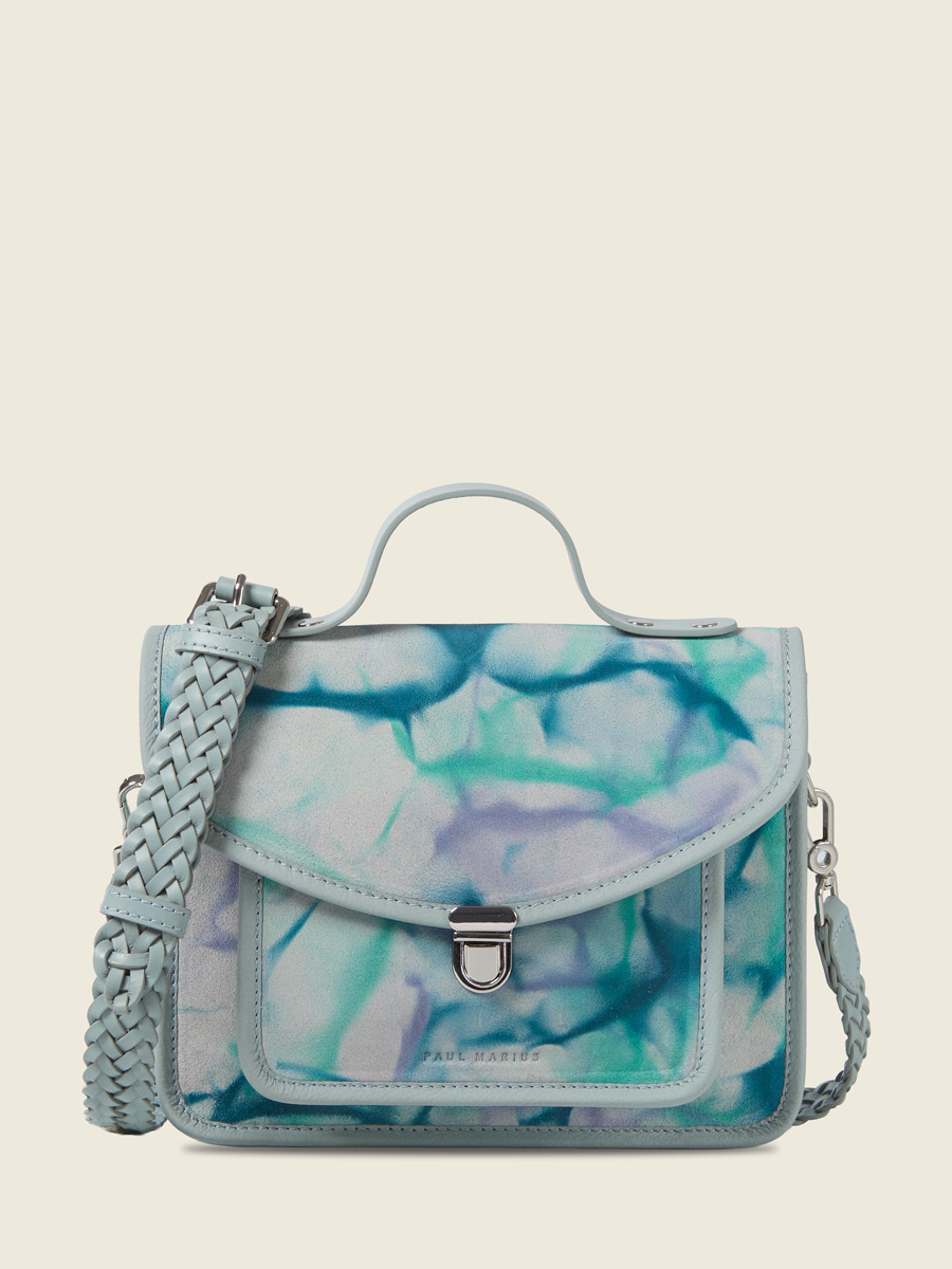 Blue leather handbag Mademoiselle George - Tie & Dye Blue front view