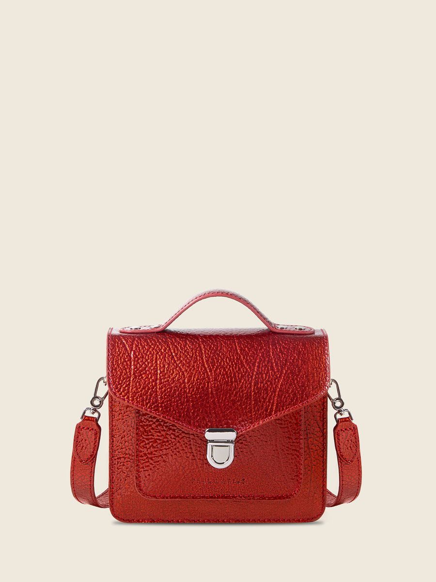 Small red leather handbag Mademoiselle George XS - Star Flame front view