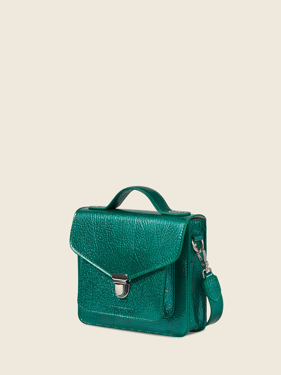 Small blue leather handbag Mademoiselle George XS - Lagoon Star side view