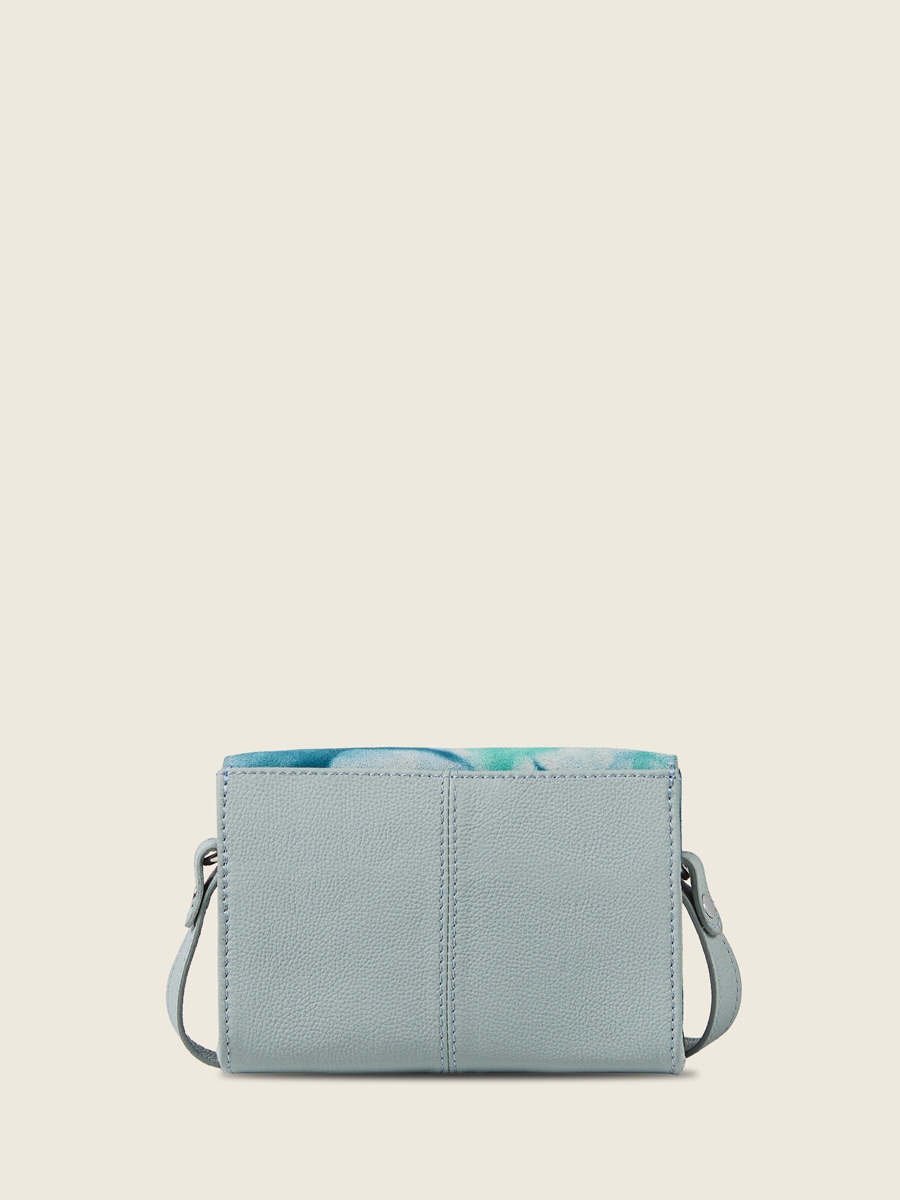 Small blue leather crossbody bag LeMini Indispensable - Tie & Dye Blue inside view