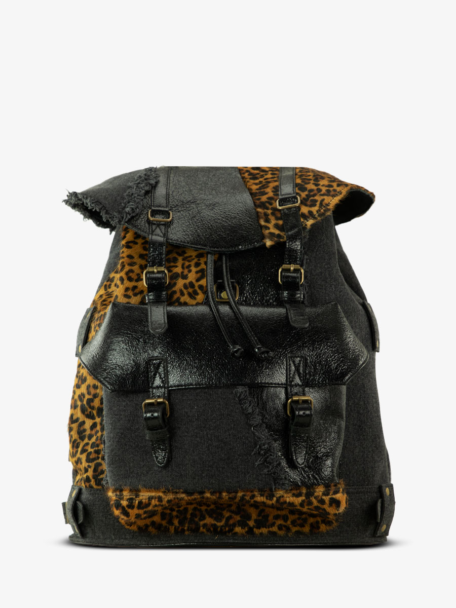 black-leopard-leather-backpack-for-women-front-view-picture-monlegionnaire-chimere-denim-black-paul-marius-bbp-ch-b-denim