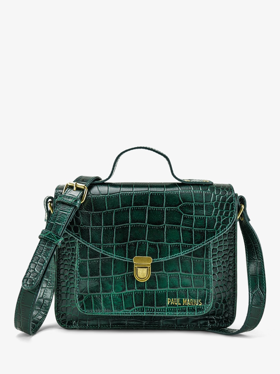 leather-crossbody-bag-for-woman-dark-green-front-view-picture-mademoiselle-george-alligator-malachite-paul-marius-3760125357331
