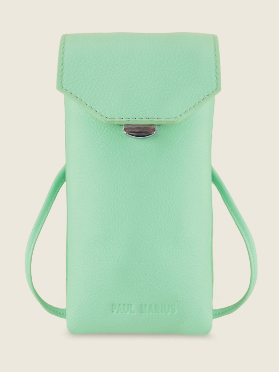 green-leather-phone-bag-for-women-eva-pastel-mint-paul-marius-front-view-picture-m71-pt-gr